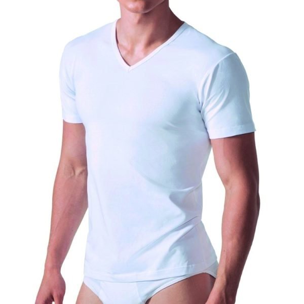ROSSOPORPORA MAGLIA UOMO SCOLLO V COTONE BIELASTICO MU002_BIANCO