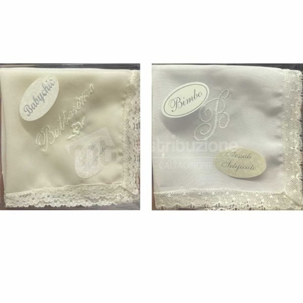 FAZZOLETTO BATTESIMO NEONATO SETA