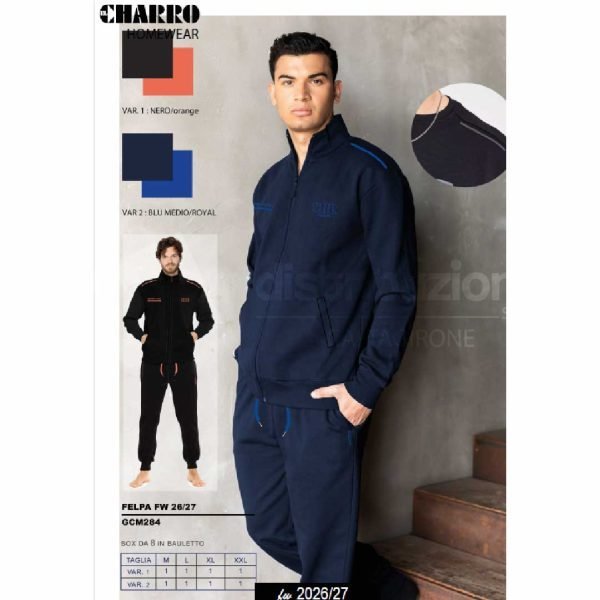 CHARRO TUTA UOMO FULL ZIP FELPA GCM284
