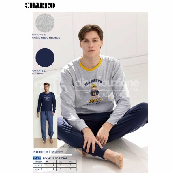 CHARRO PIGIAMA UOMO CALDO COTONE ELP52